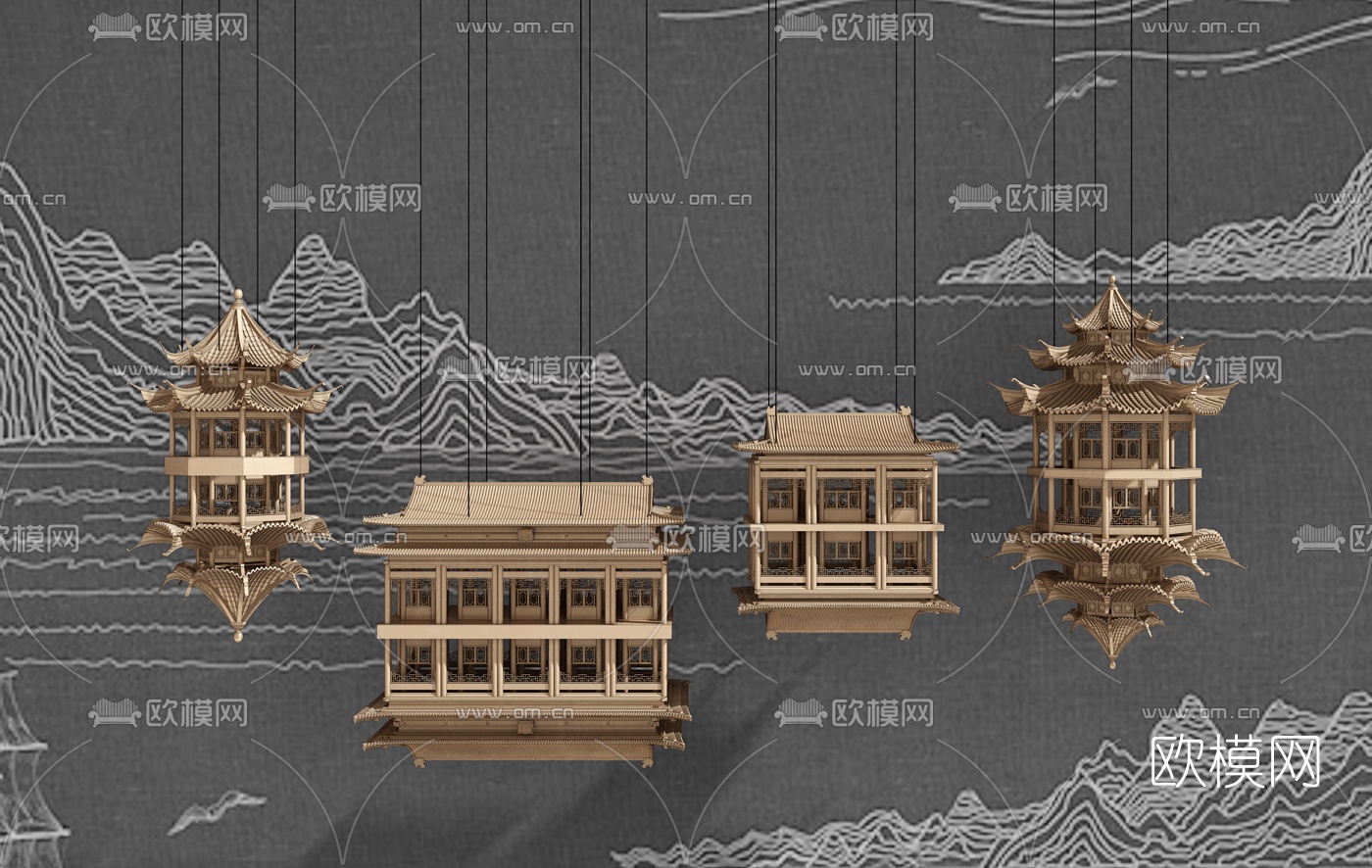 新中式宫殿装饰灯3d模型