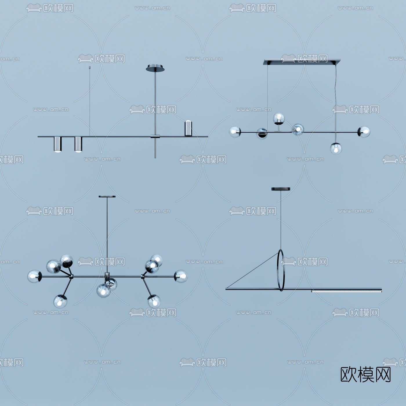 现代铁艺吊灯su模型