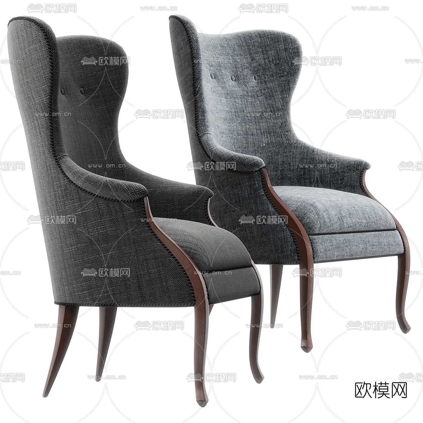 美式布艺单人沙发3d模型
