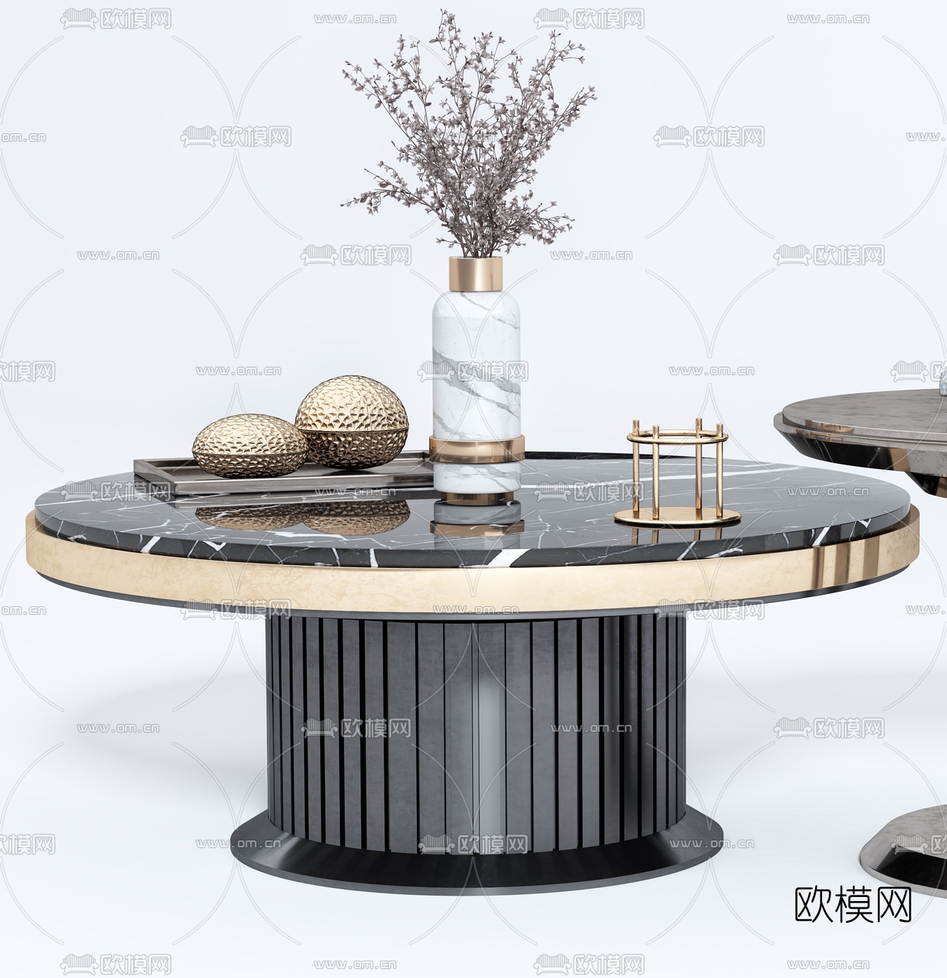 现代圆形茶几边几3d模型