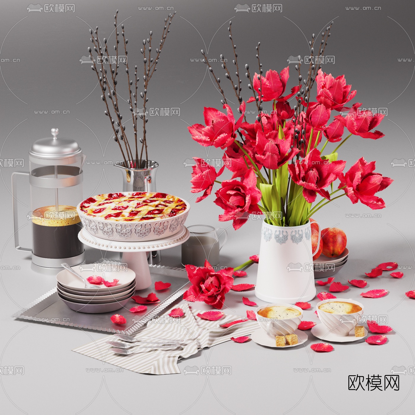 简欧花瓶插花3d模型下载
