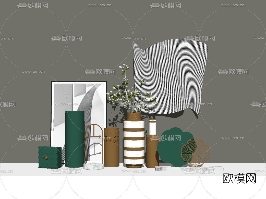 现代装饰摆件su模型