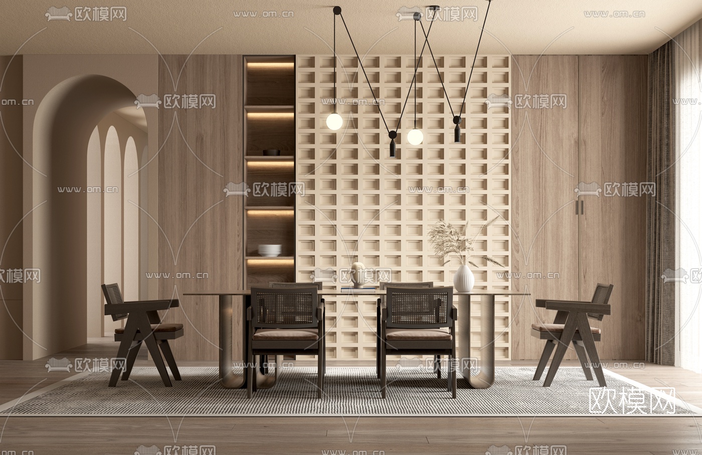 新中式侘寂餐厅3d模型