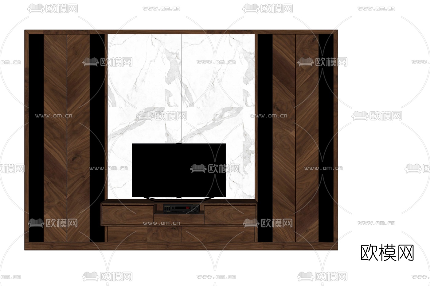 现代实木电视柜免费su模型下载