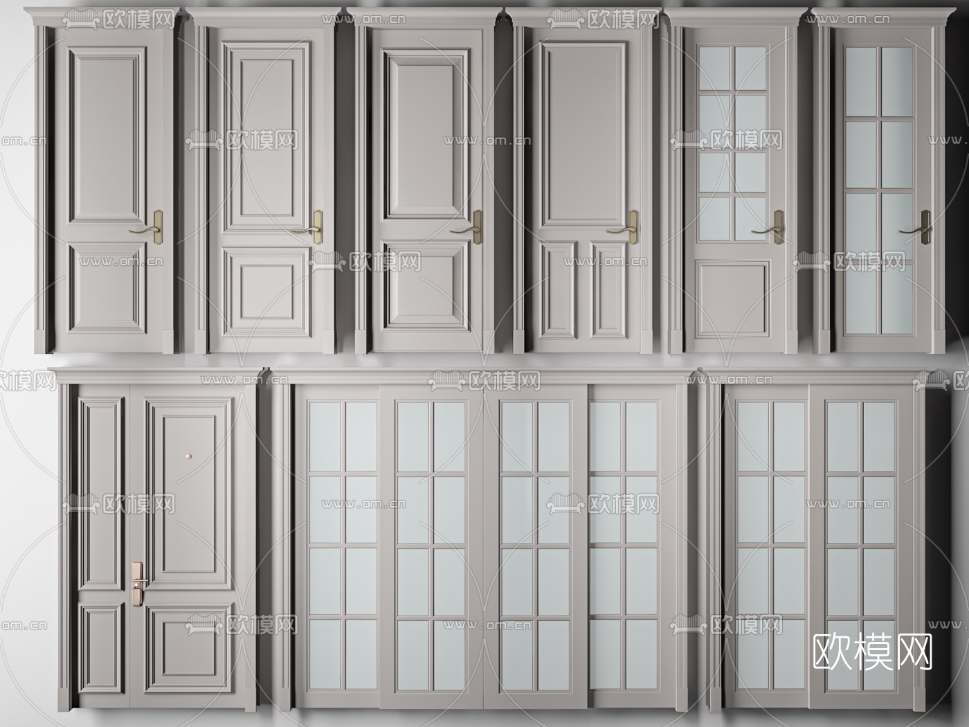 简欧房门推拉门厨卫门3d模型