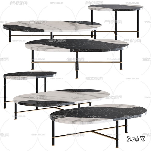 现代大理石茶几3d模型下载