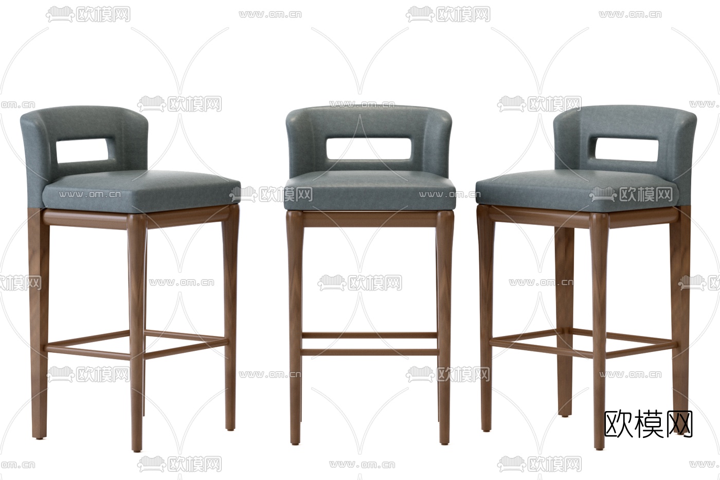 北欧靠背吧椅3d模型下载