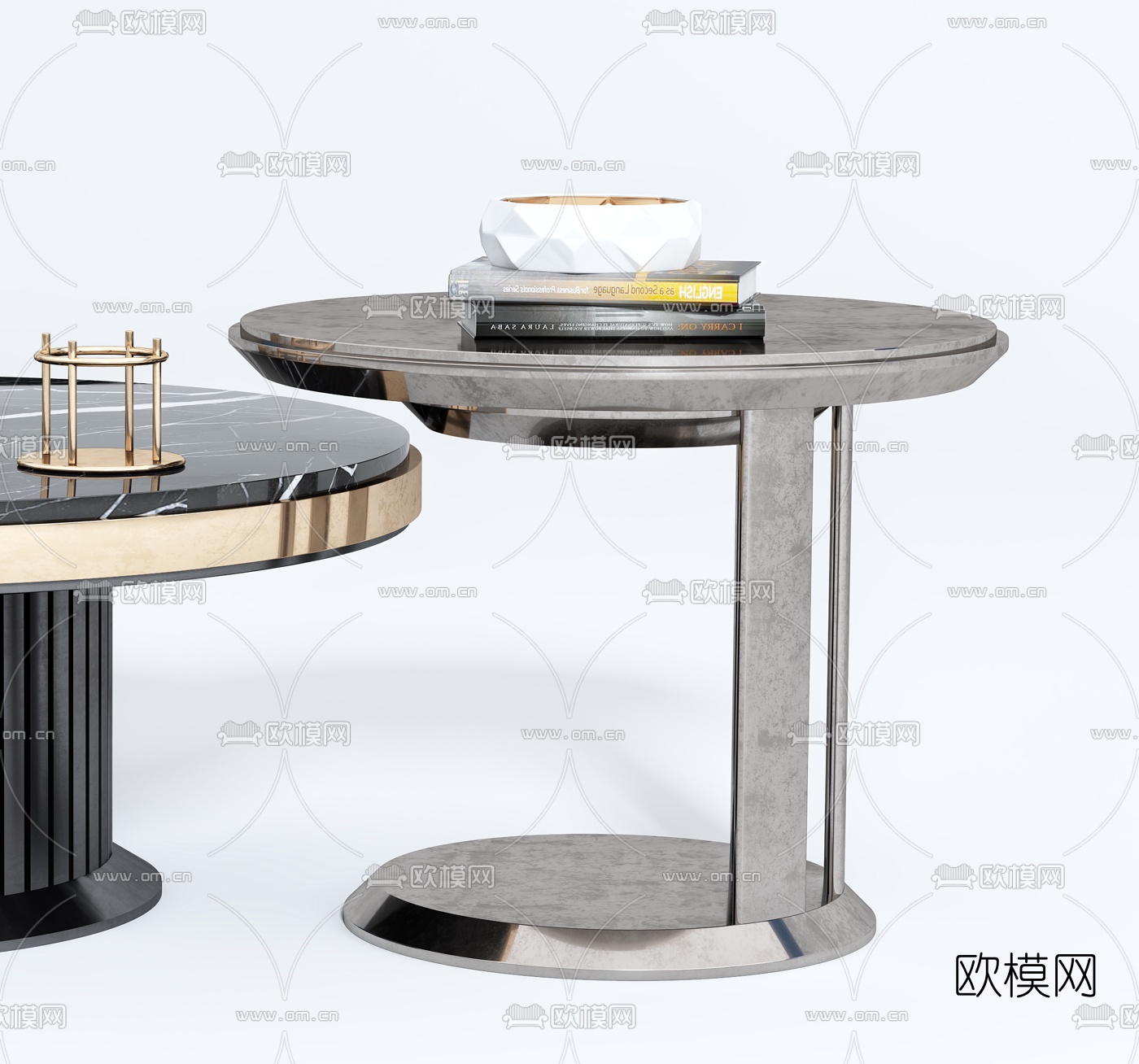 现代圆形茶几边几3d模型