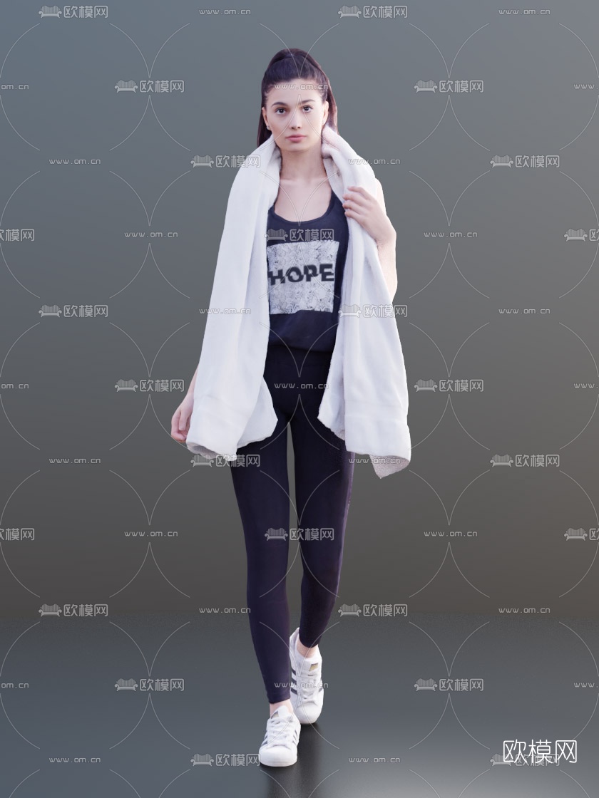 现代运动女性人物免费3d模型下载（渲染图2）