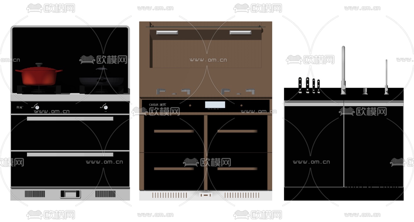 现代厨房集成灶su模型下载
