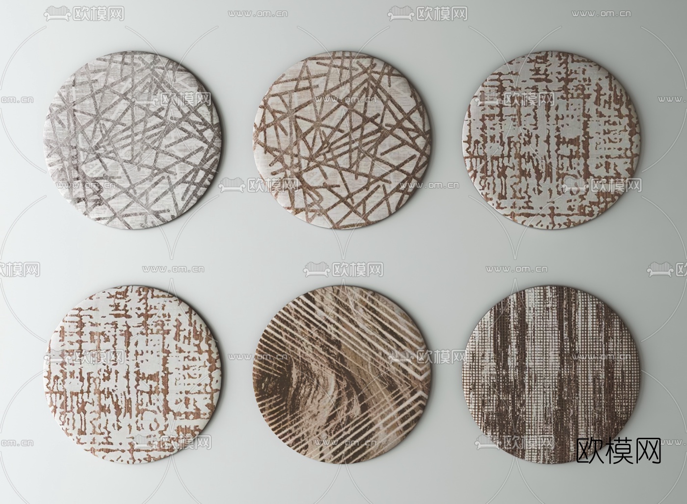 现代布艺圆形地毯3d模型下载