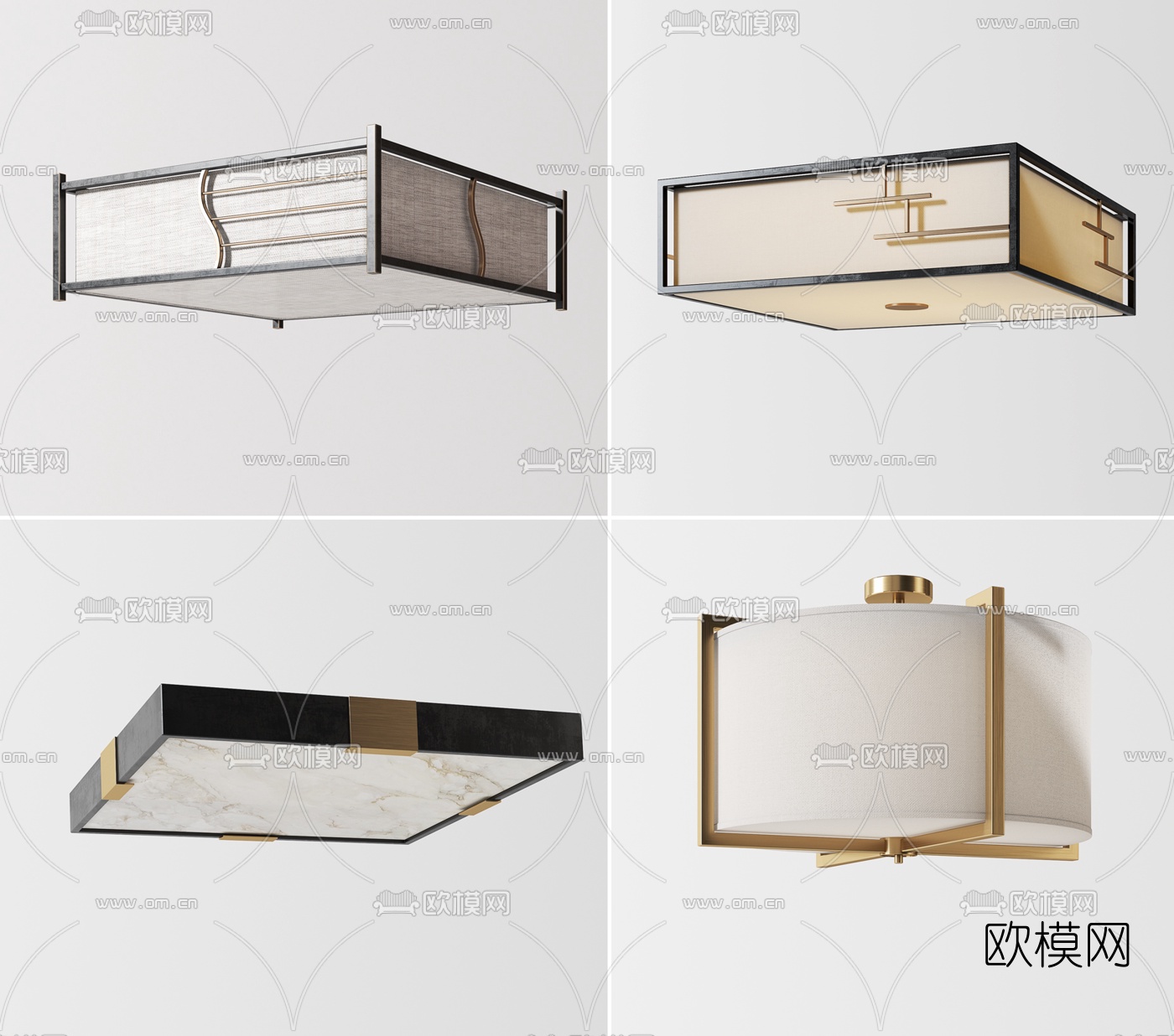 新中式吸顶灯3d模型