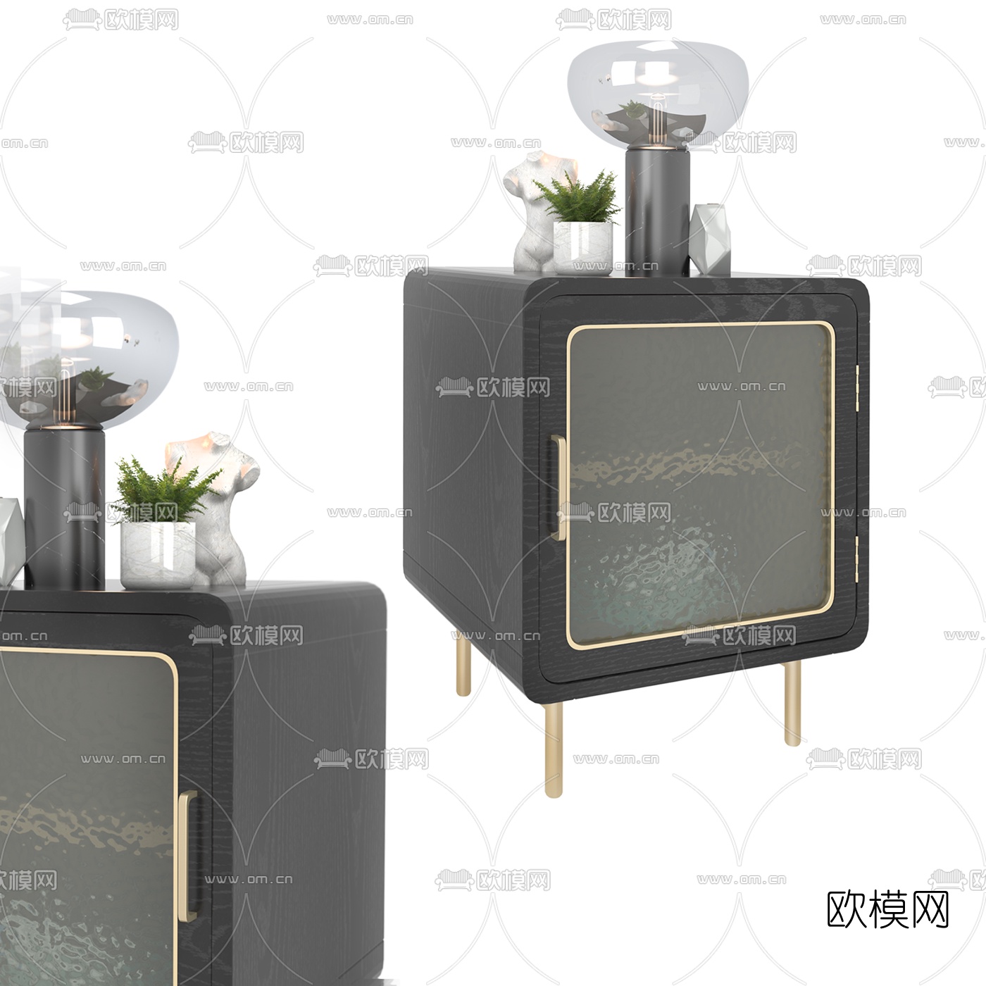 现代简易床头柜3d模型
