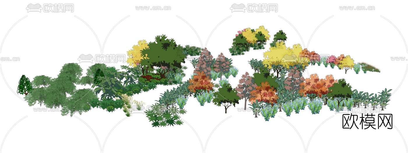 现代灌木丛绿植景观树su模型下载