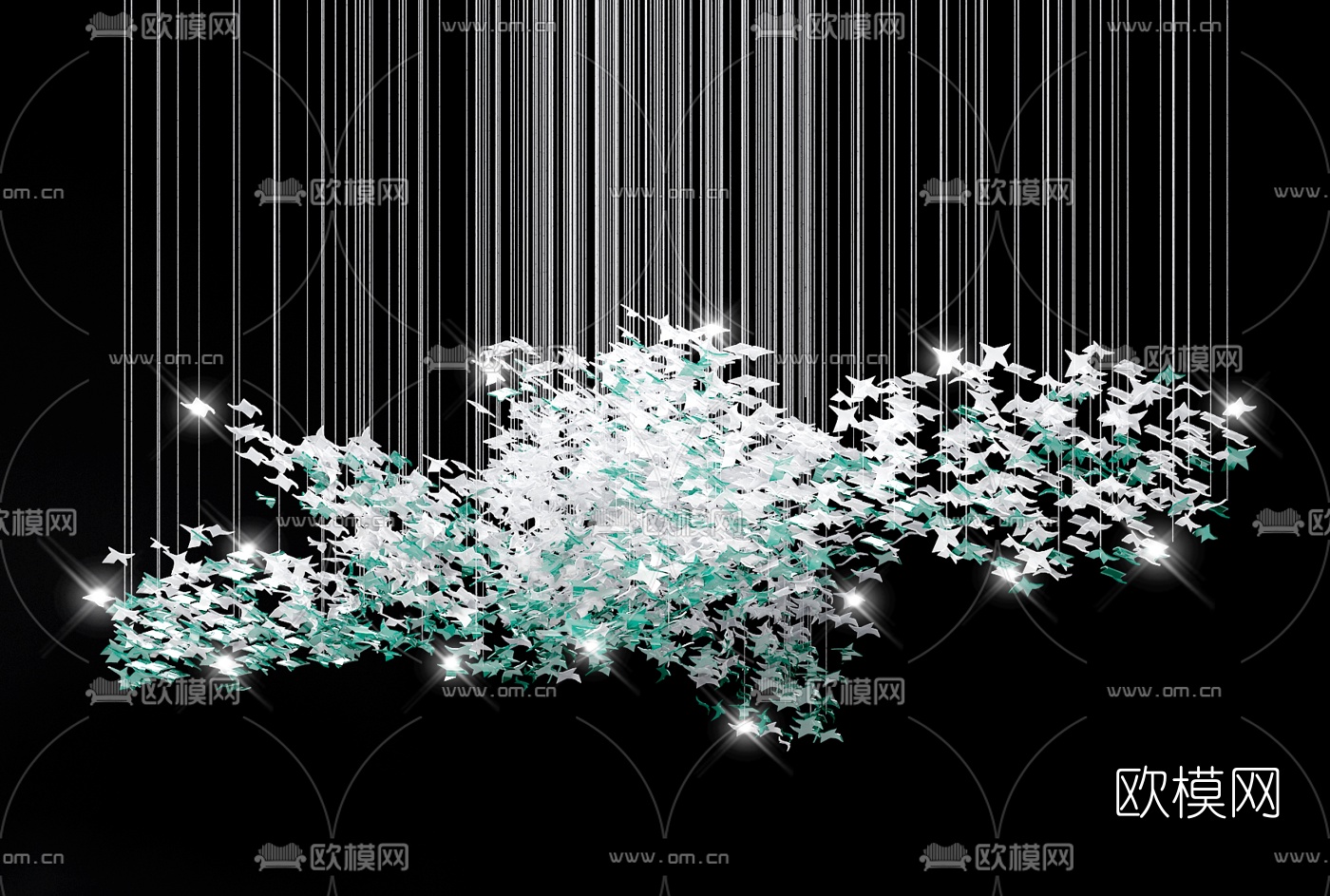 现代水晶星星装饰灯3d模型下载