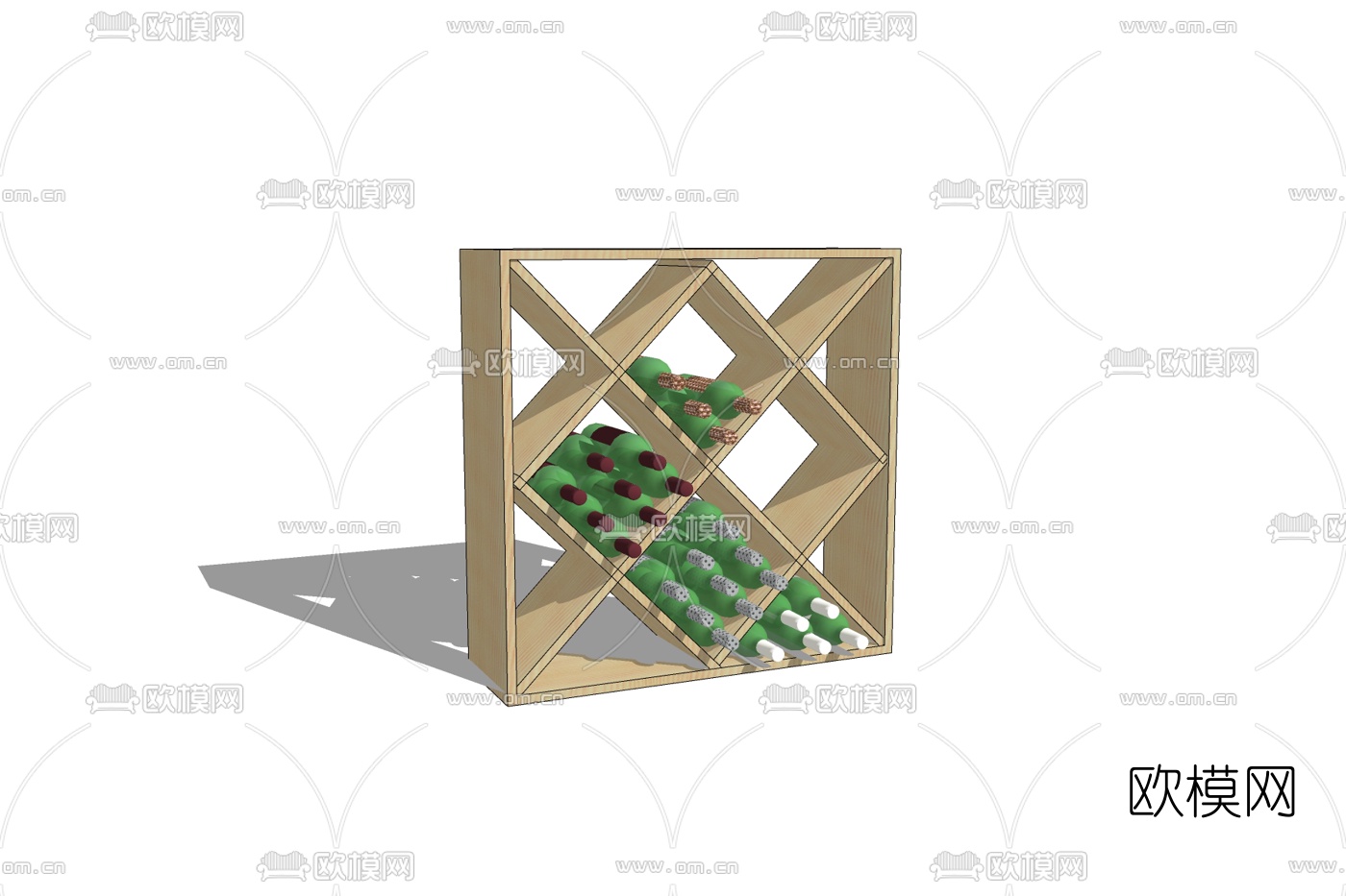现代实木酒架免费su模型下载