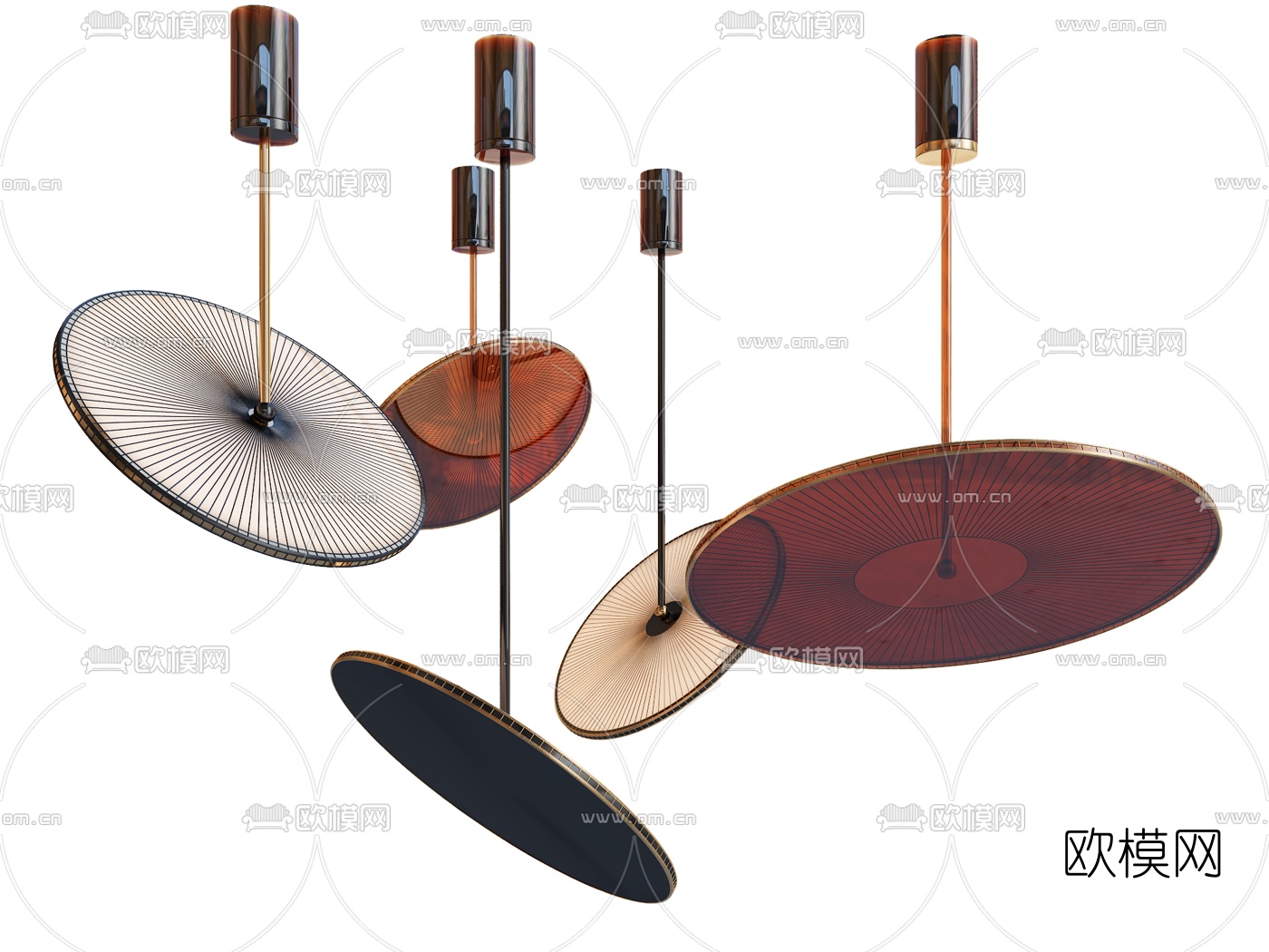 现代轻奢圆形装饰吊灯3d模型下载