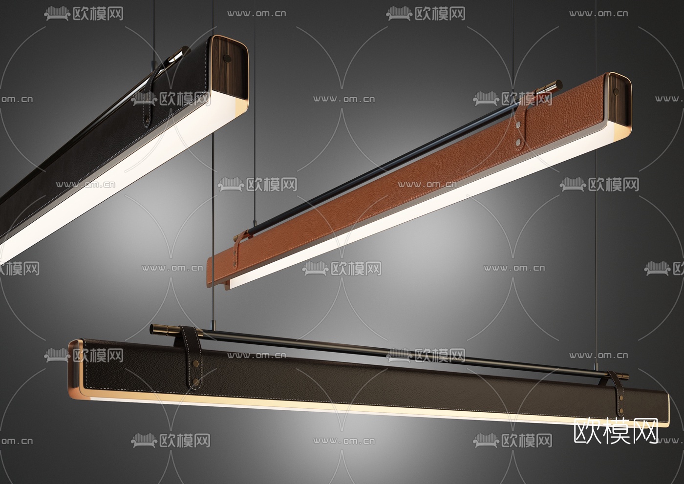 现代时尚条形办公吊灯3d模型下载