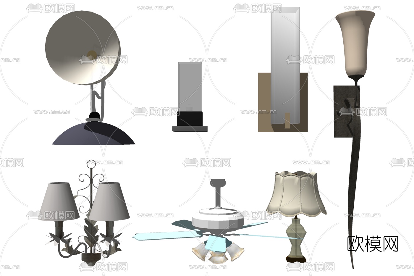 欧式金属壁灯su模型下载