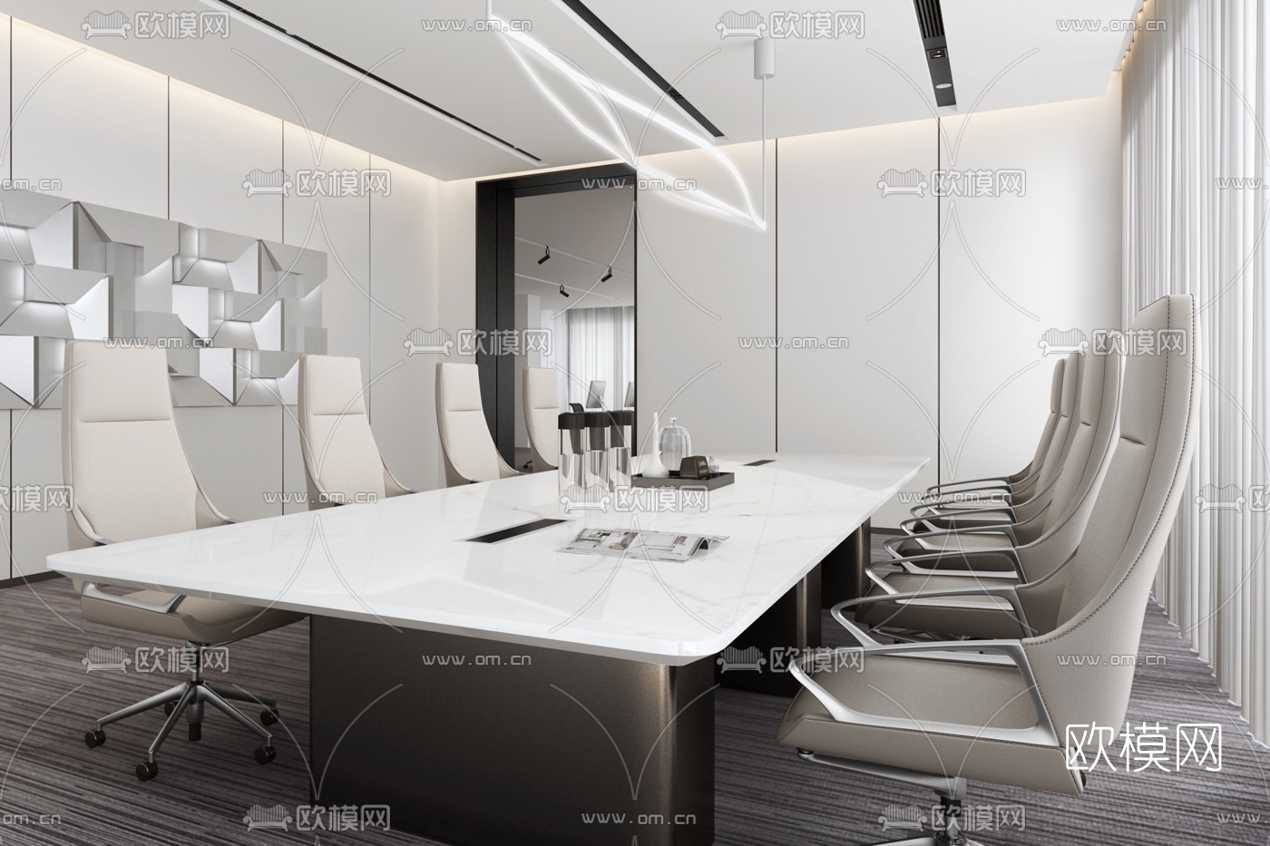 现代极简会议室3d模型