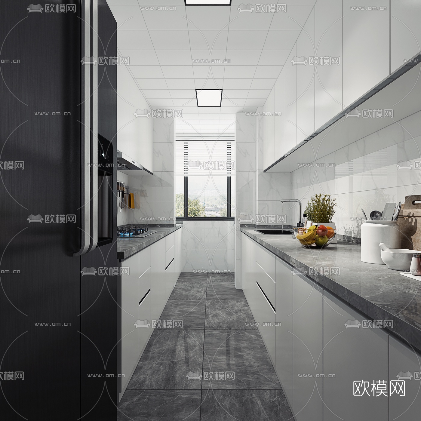 现代客厅餐厅厨房3d模型