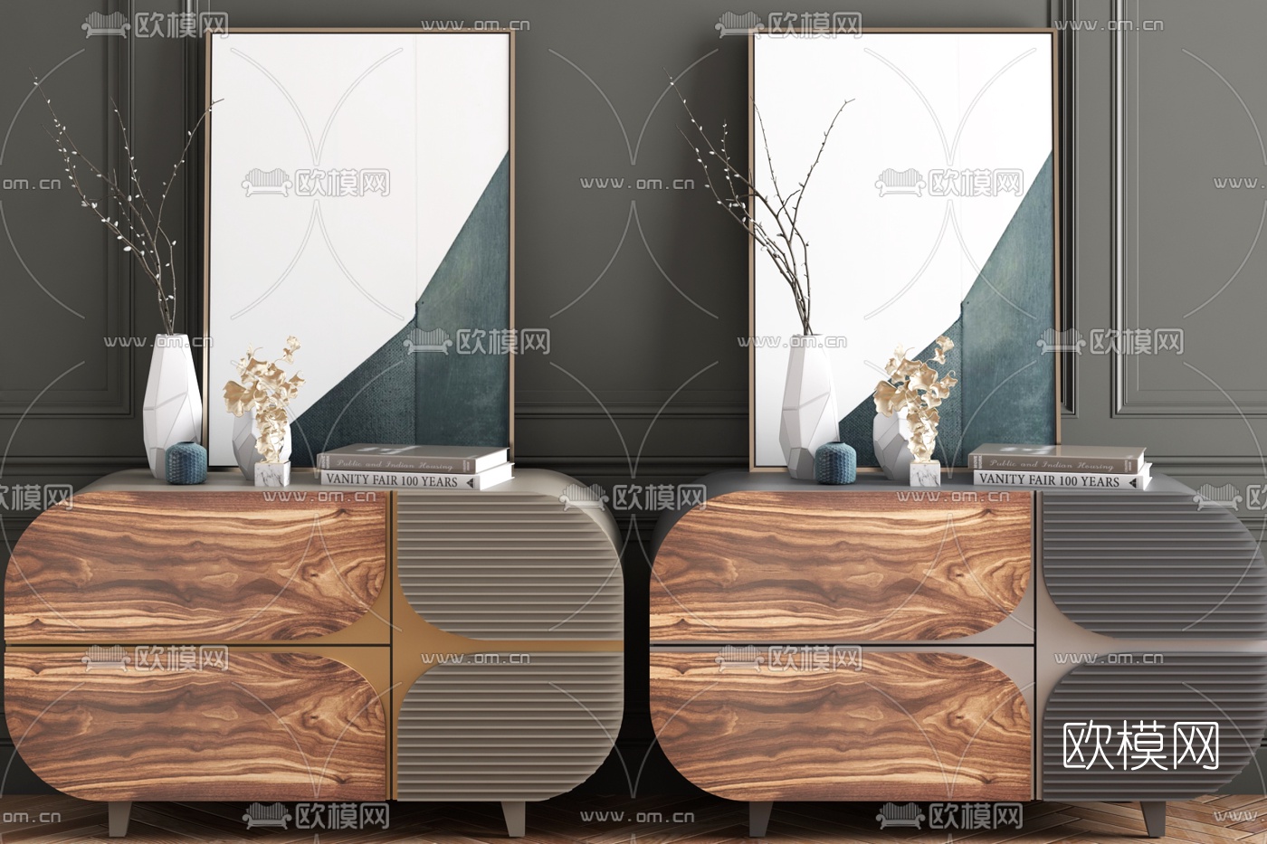北欧简易床头柜3d模型