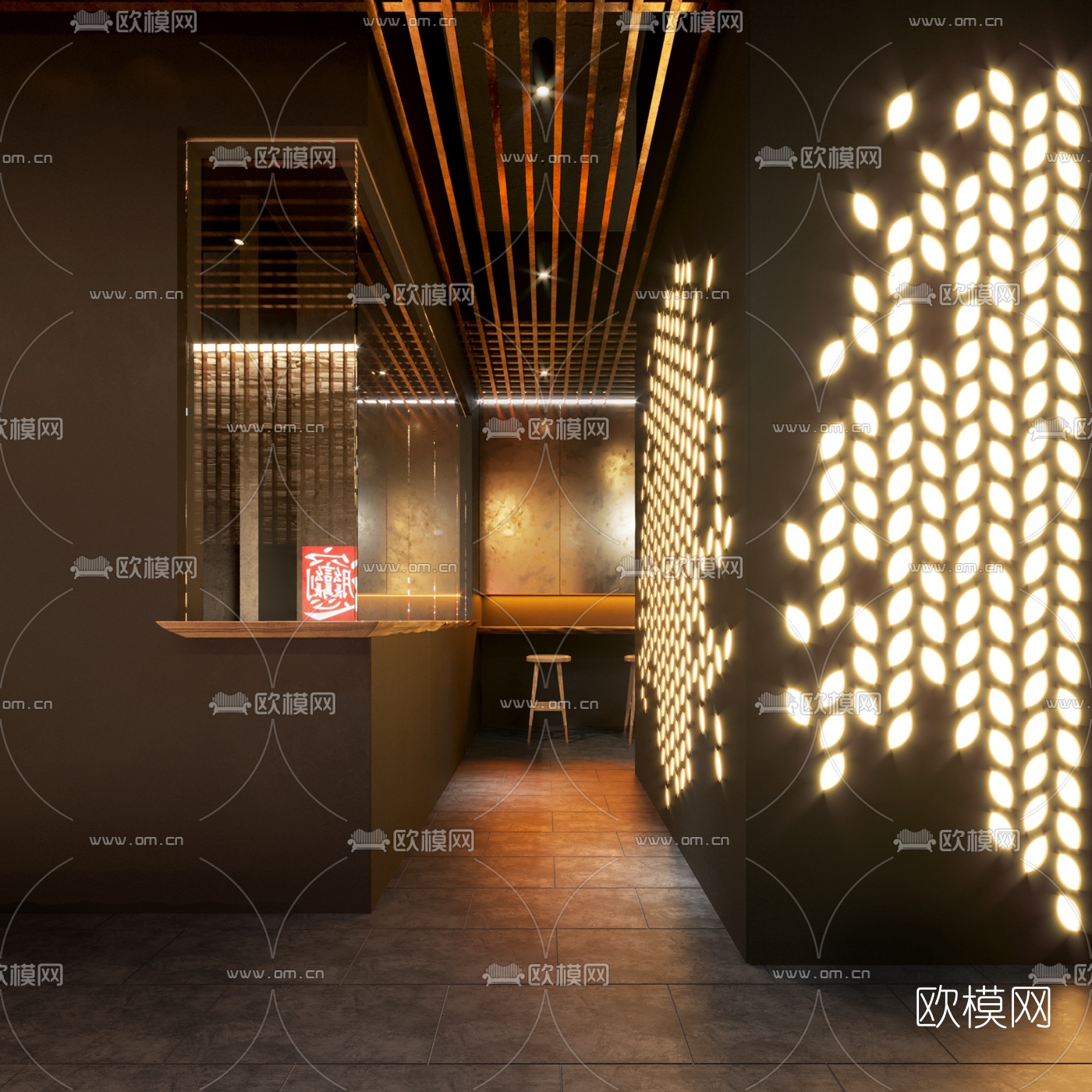 工业风面馆餐厅3d模型