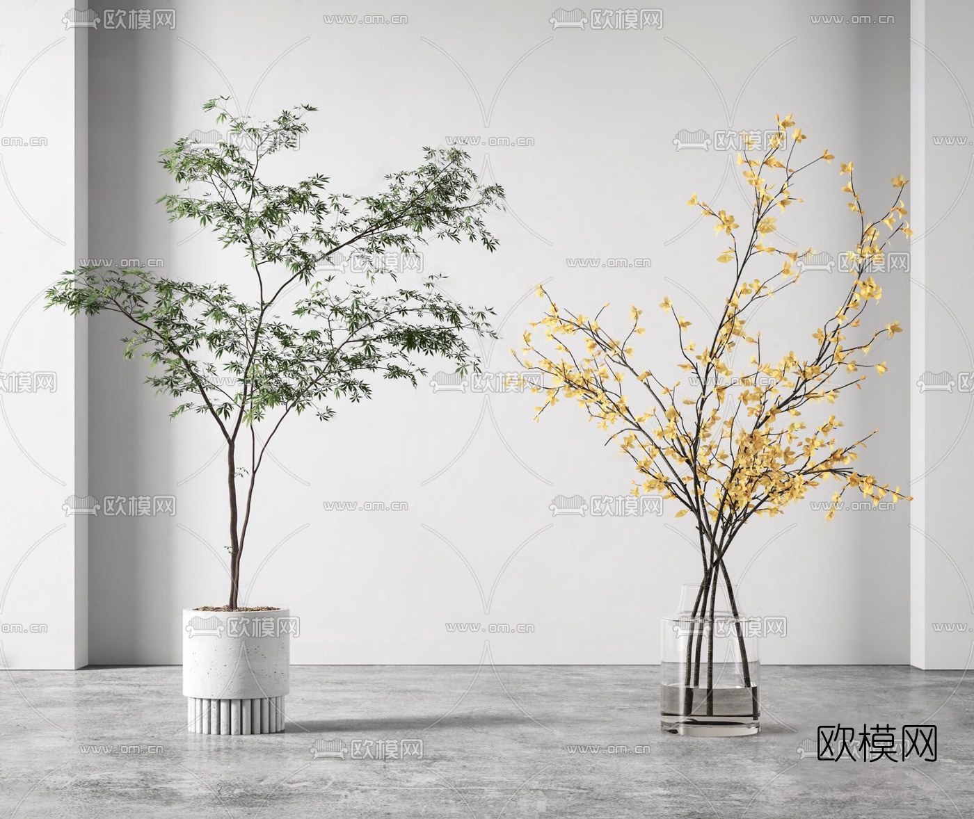 现代插花绿植盆栽3d模型下载