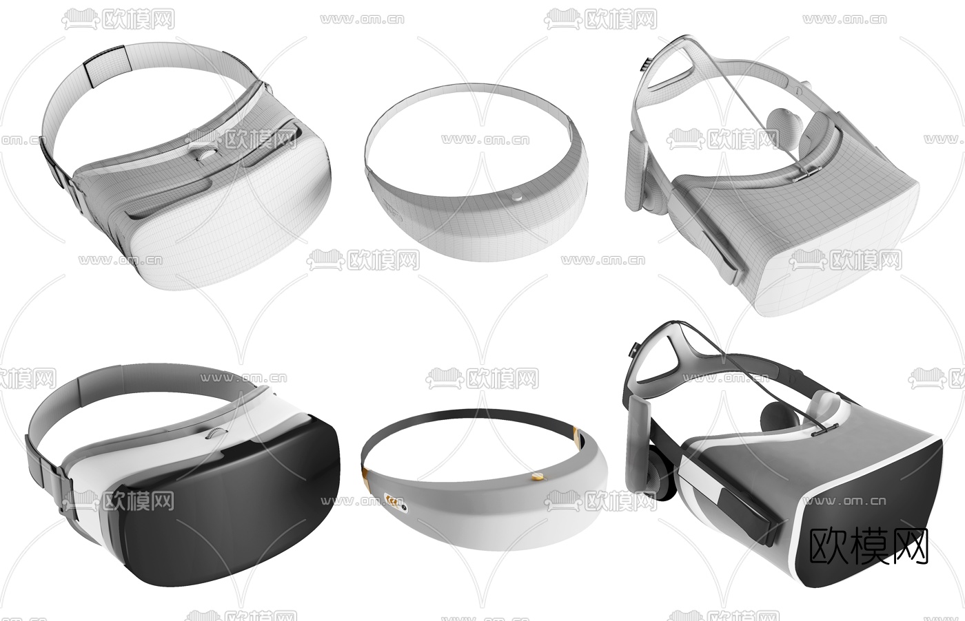 现代VR眼镜外接式头戴移动端头设备3d模型-免费3dmax模型库-欧模网
