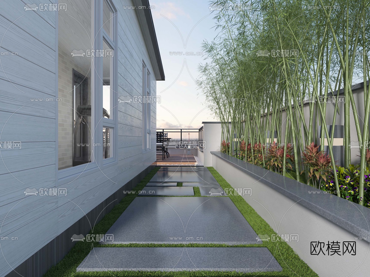 现代阳台露天花园3d模型下载（渲染图3）