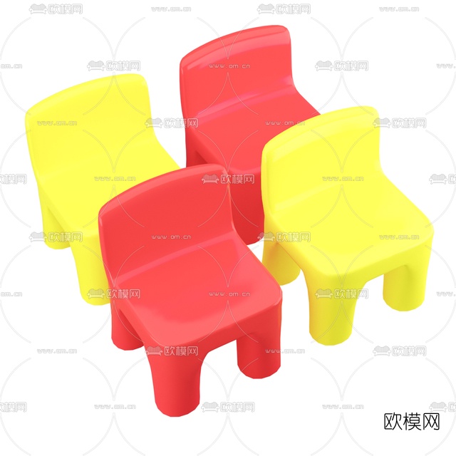 现代塑料儿童椅子免费3d模型下载