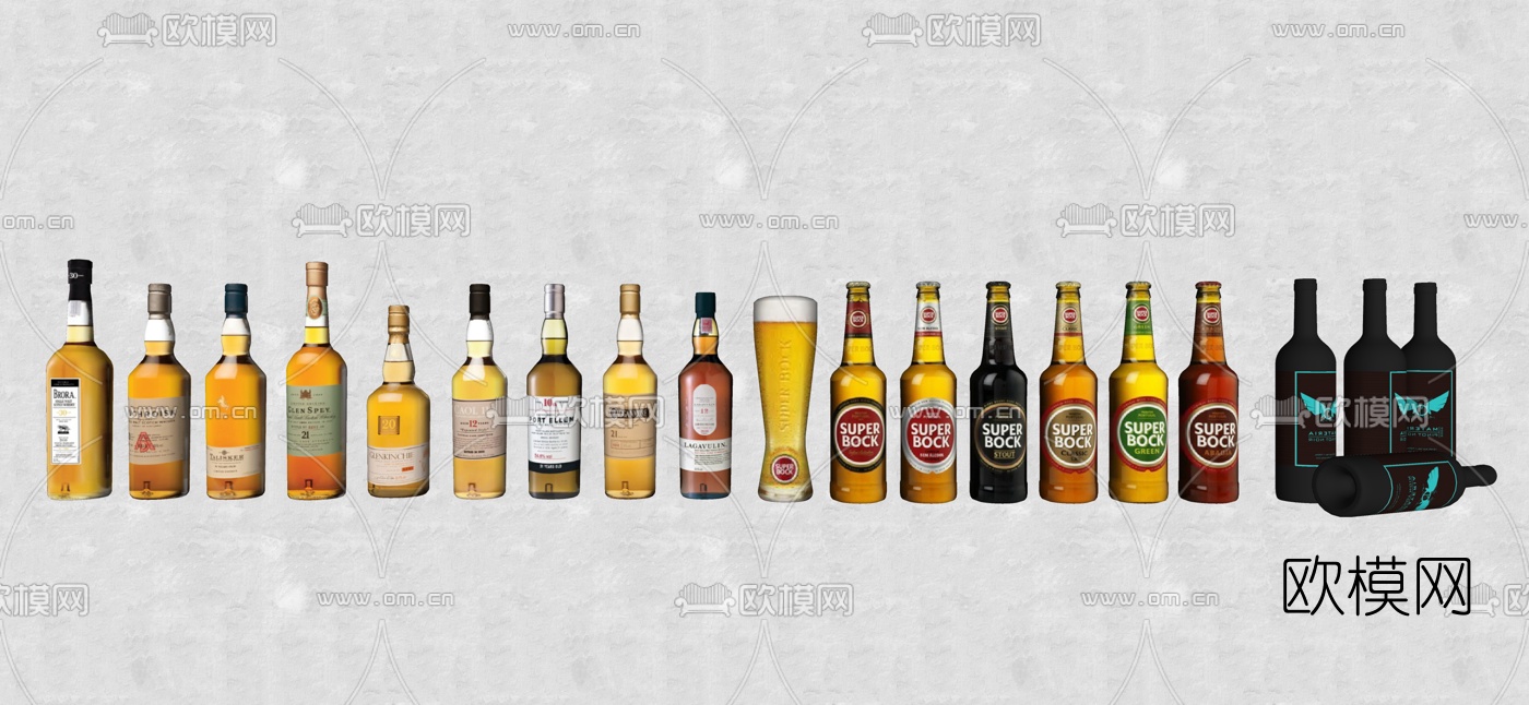 现代酒瓶su模型下载（渲染图2）