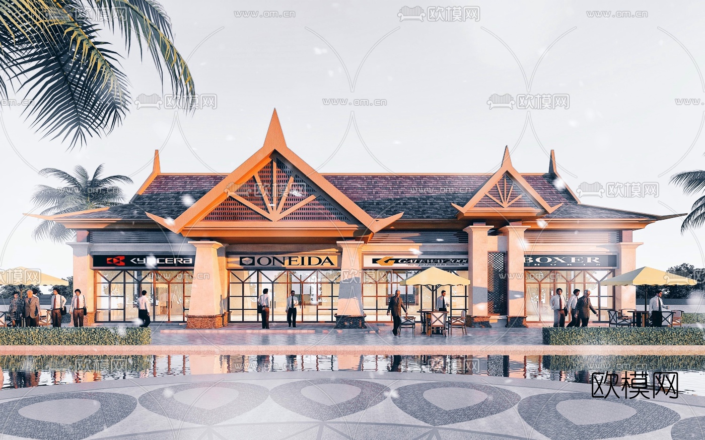 东南亚商业街3d模型下载