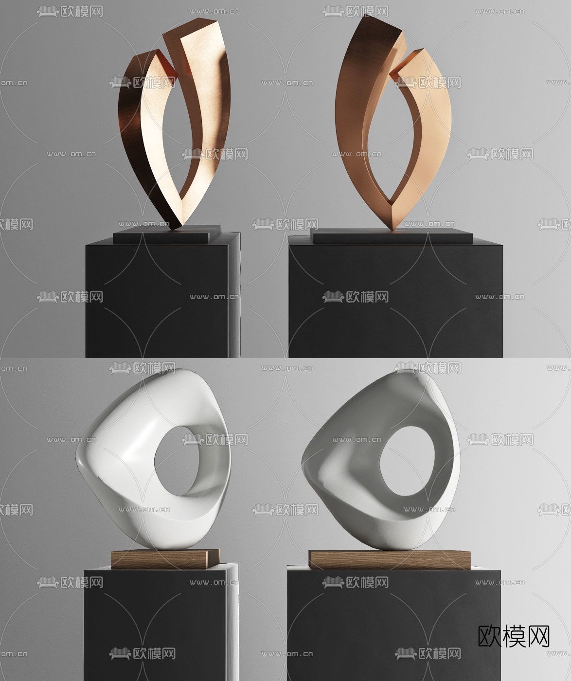 现代抽象雕塑摆件3d模型
