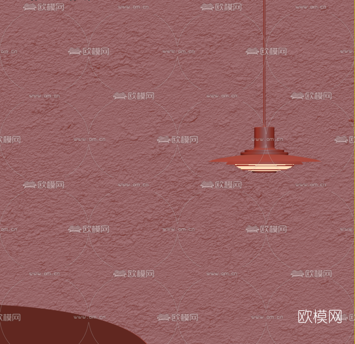 工业风飞碟吊灯3d模型下载（渲染图2）