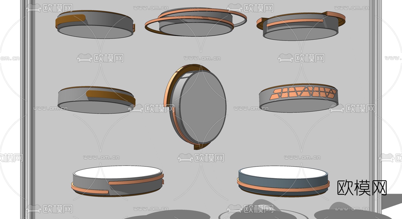 北欧圆形吸顶灯su模型下载