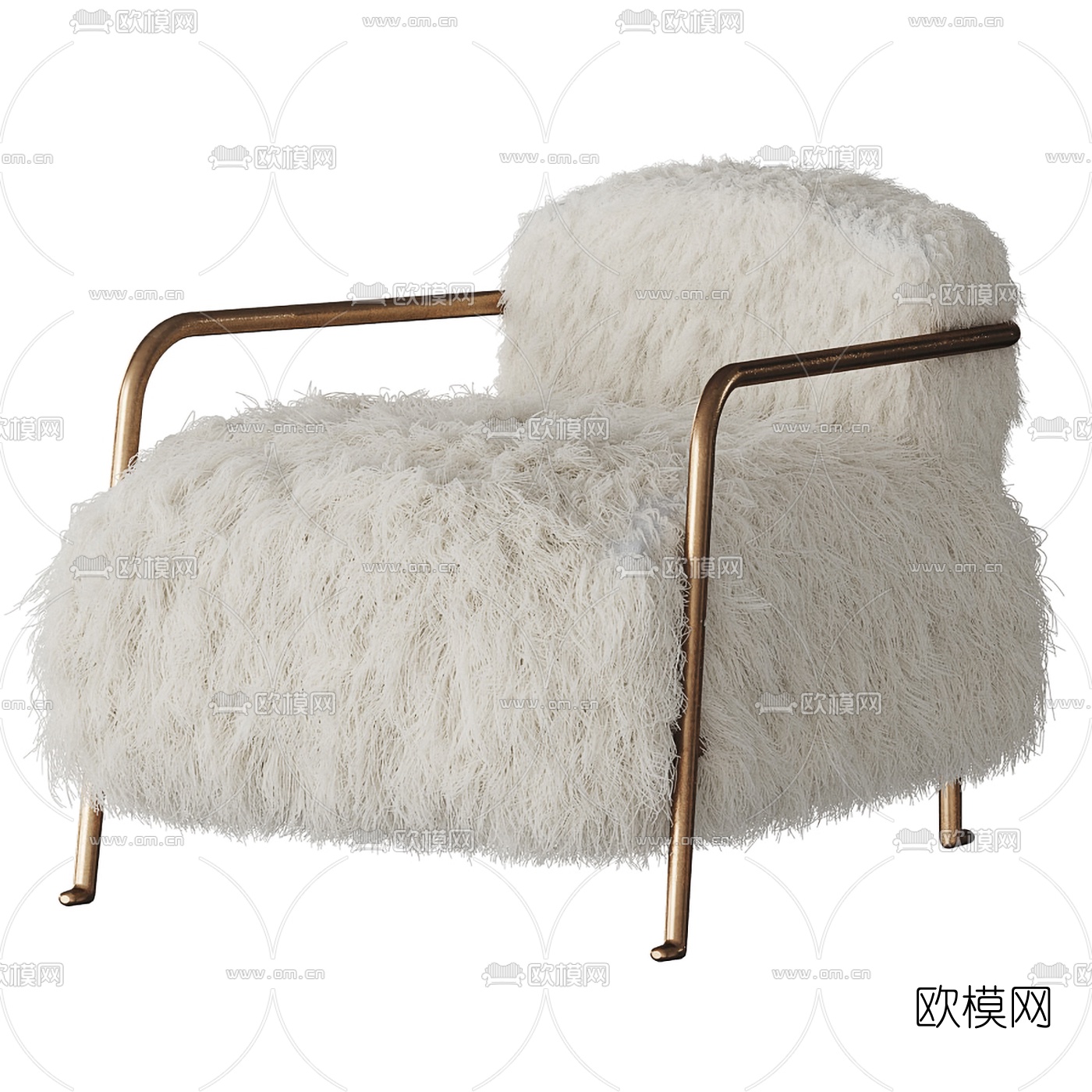 现代毛绒单人沙发3d模型下载