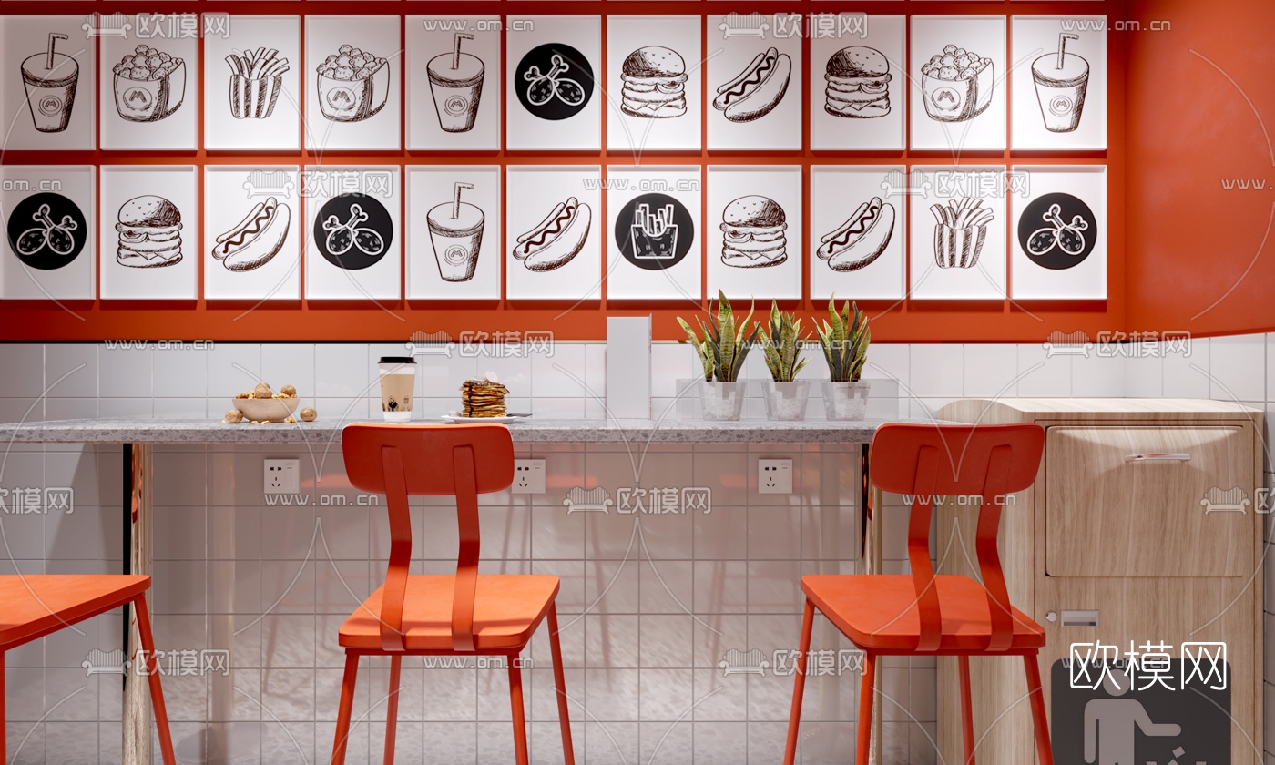 现代喜茶饮品店3d模型