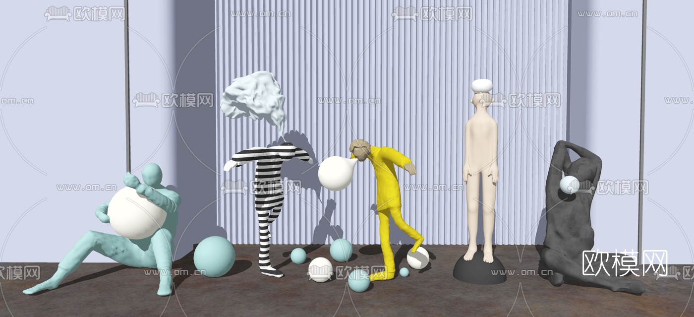 现代抽象人物雕塑su模型