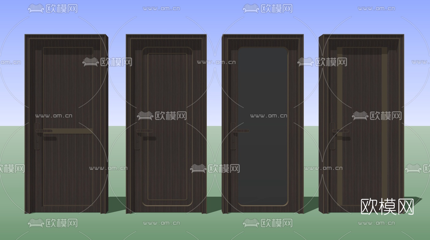现代轻奢单开门房门su模型