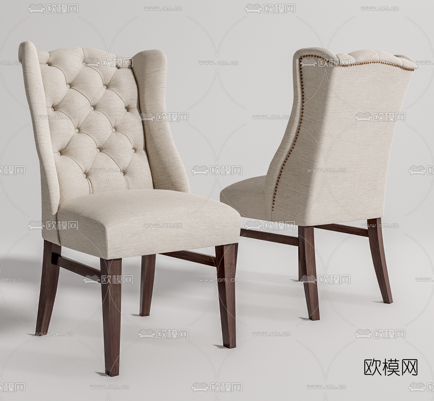 欧式布艺休闲椅su模型下载（渲染图1）