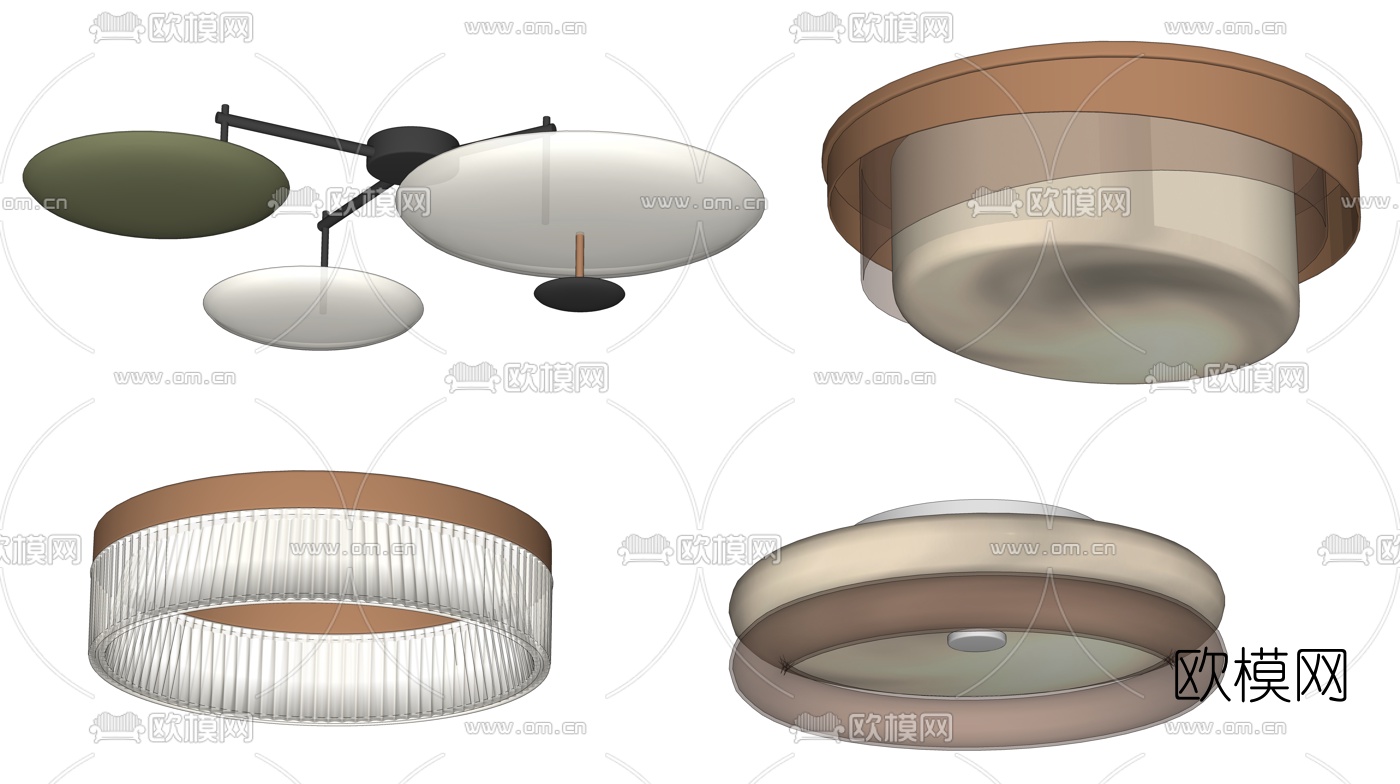 现代环形吸顶灯su模型下载