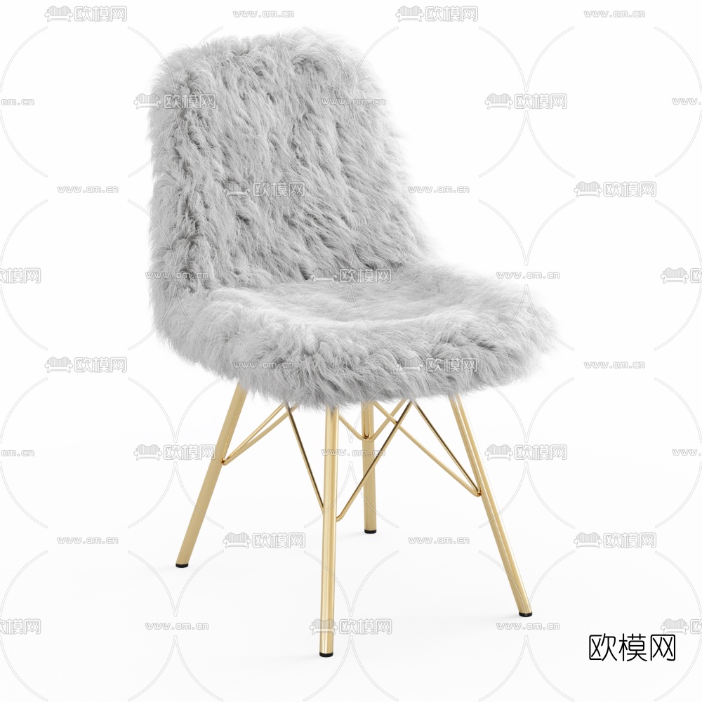北欧毛绒单椅3d模型