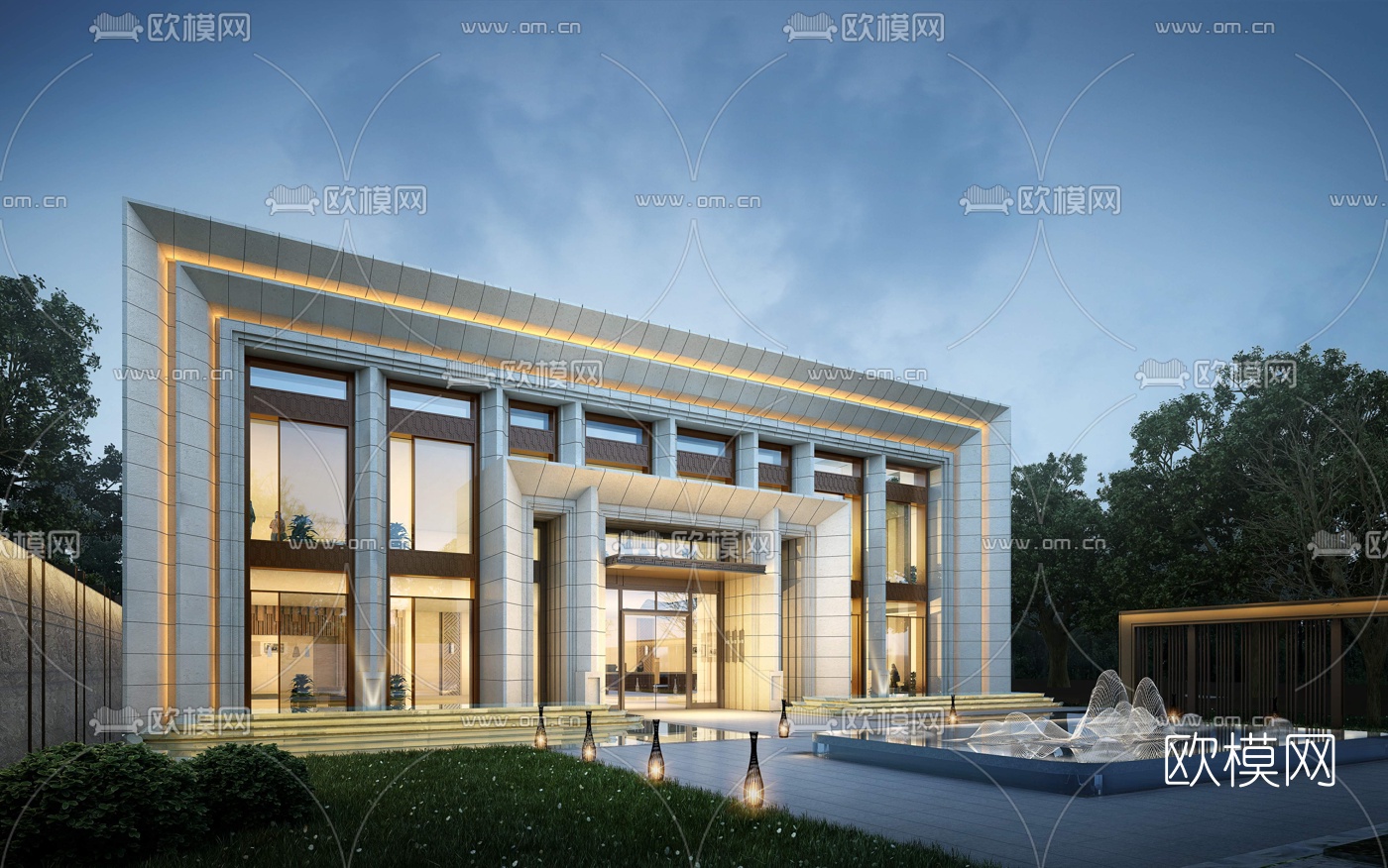 现代售楼处门面3d模型下载