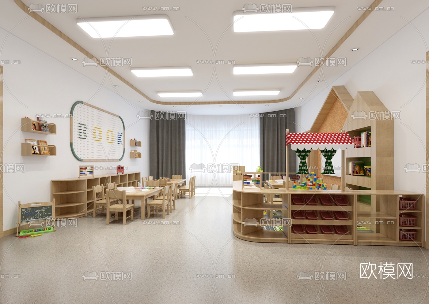 现代幼儿园教室3d模型