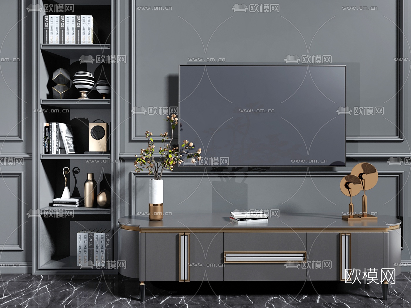 简欧轻奢电视柜3d模型