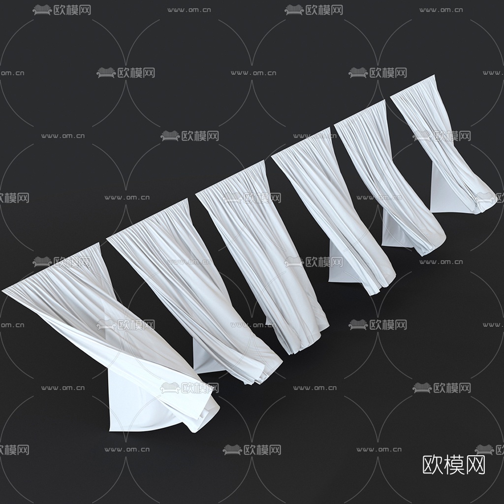 现代布艺窗帘3d模型