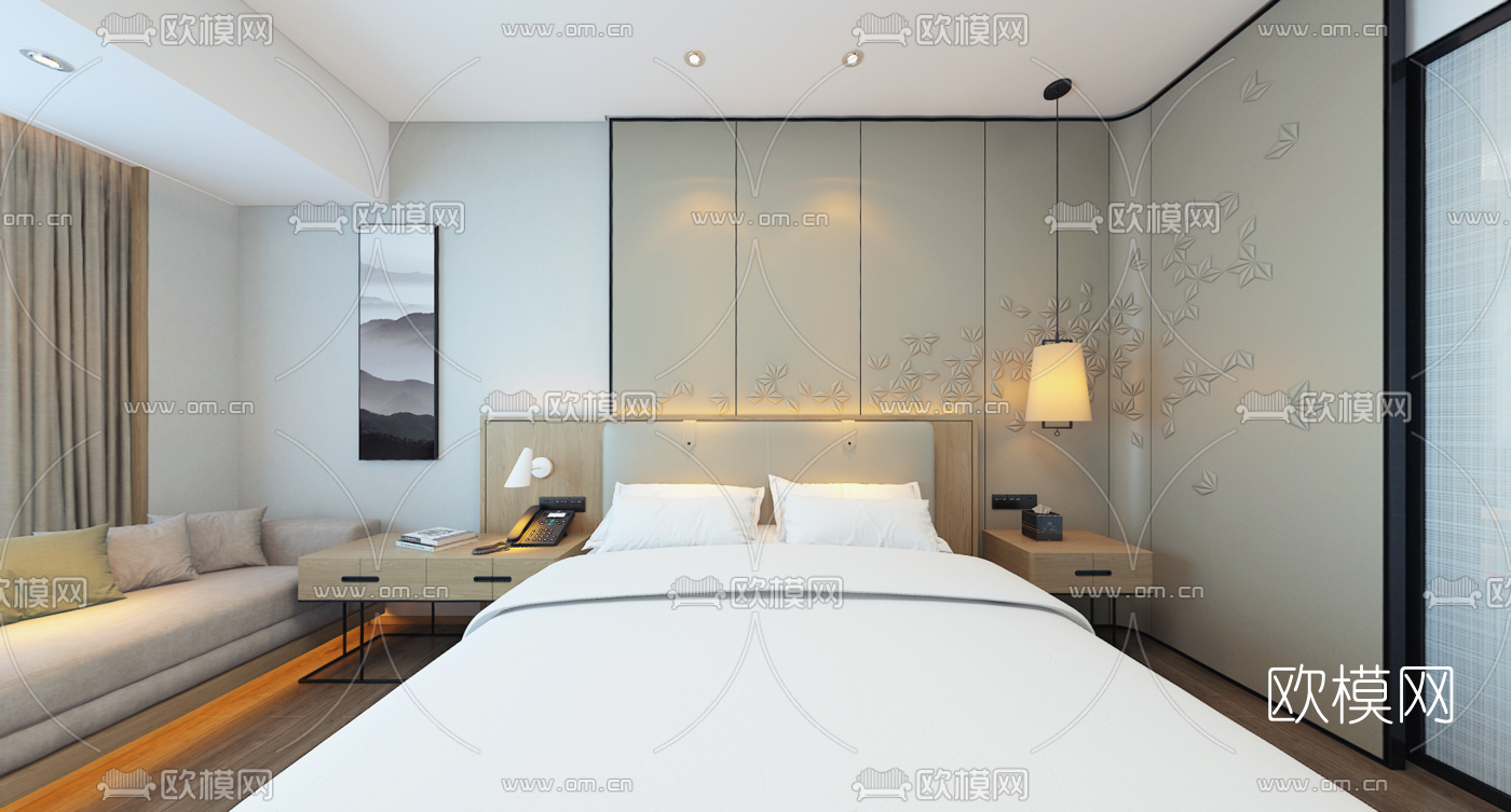 现代酒店客房vr全景3d模型