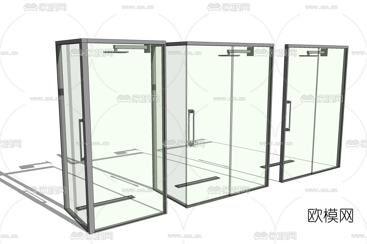 现代玻璃淋浴房免费su模型下载