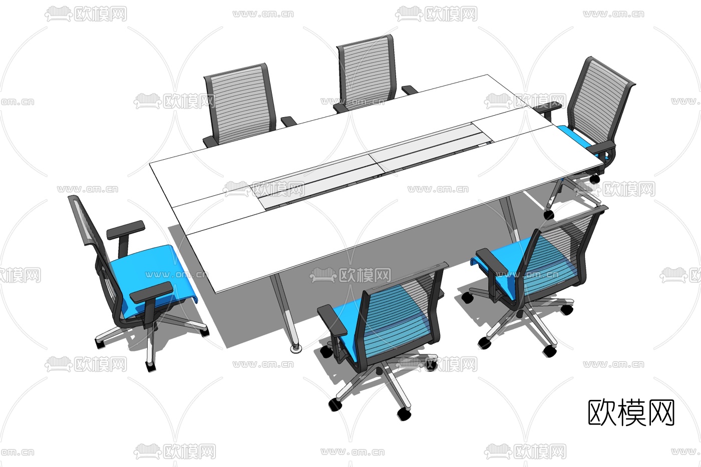 现代会议桌椅免费su模型下载